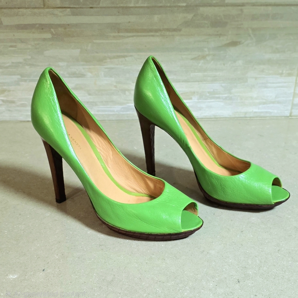 Bottega Veneta Leather Peep Toe Platform Heels